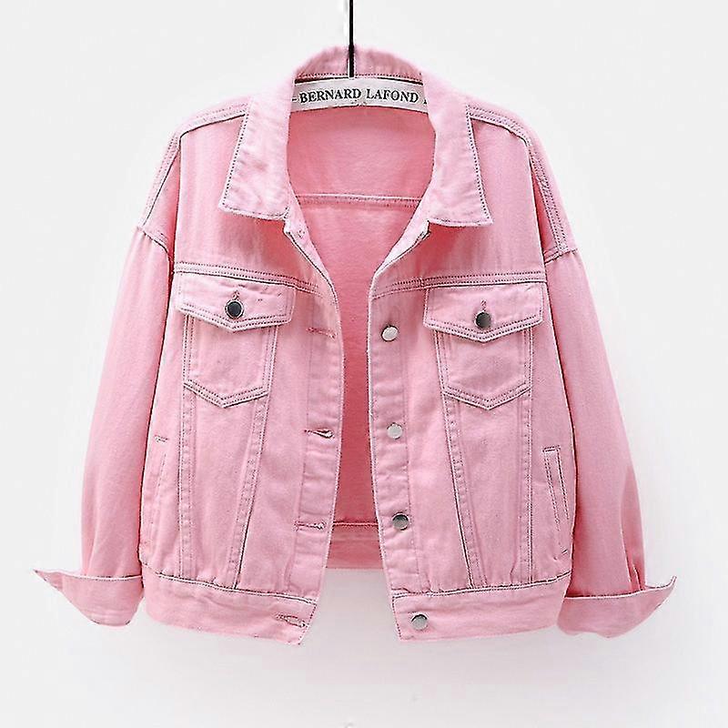 Spring And Autumn Color Large Size Denim Jacket Women's Short Korean Version Loose Bf Long-sleeved Jacket Student Top