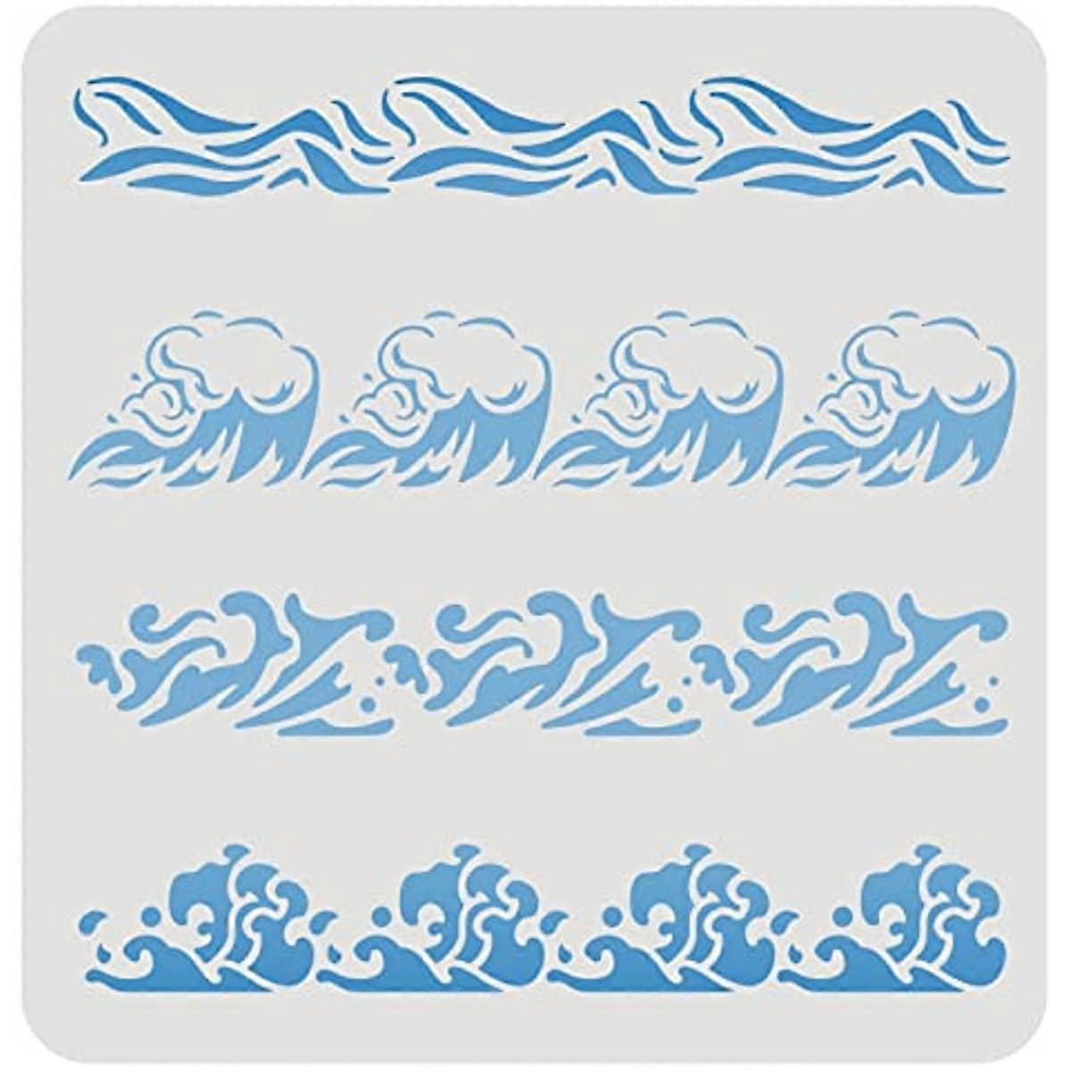 Waves Stencil Plastic Ocean Sea Wave Stencil Sea Waves Pattern Stencils Reusable Sea Wave Painting Template