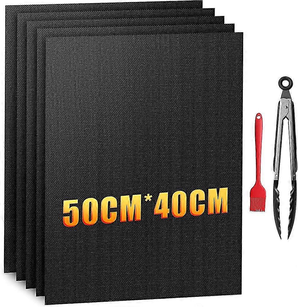 Grill Mat 5 Pieces.barbecue Baking Mat 50*40cm Reusable Non-stick Grill Mat Crday Gift