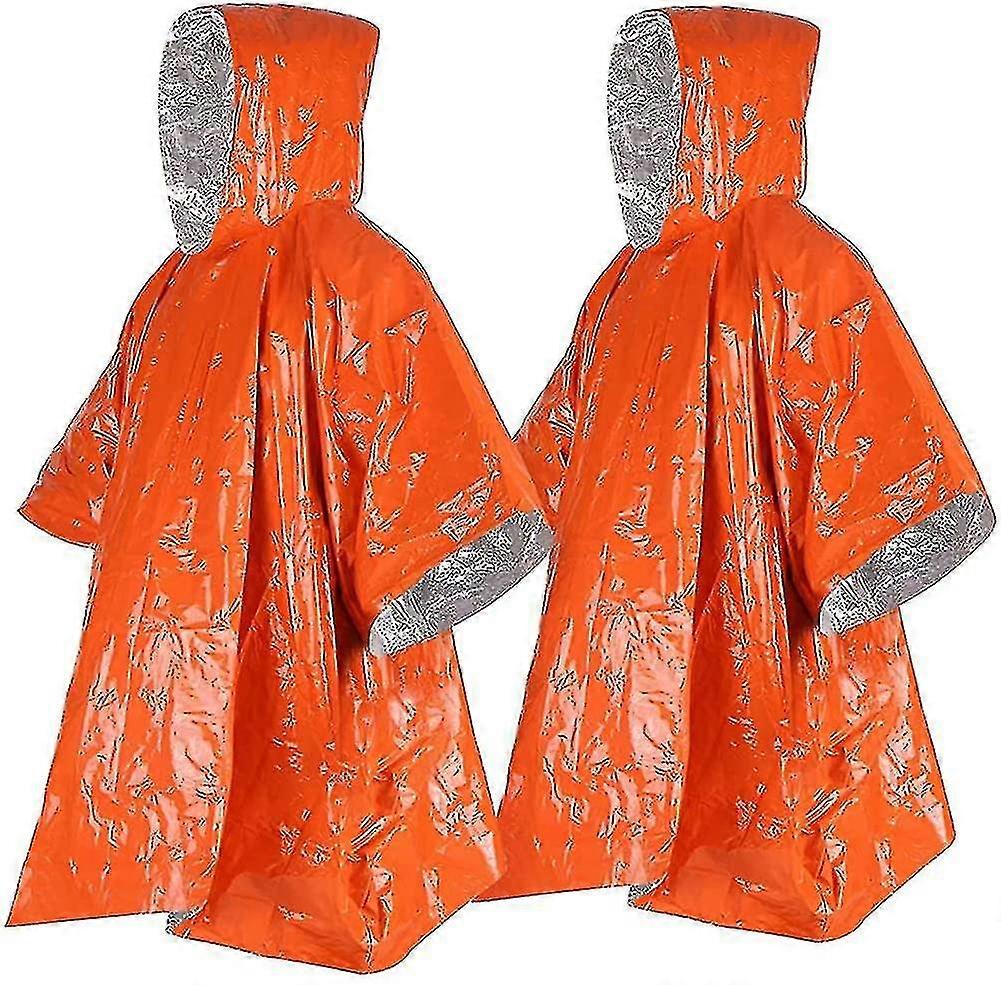 2pcs Emergency Blanket Poncho,emergency Survival Rain Poncho Lightweight Heat