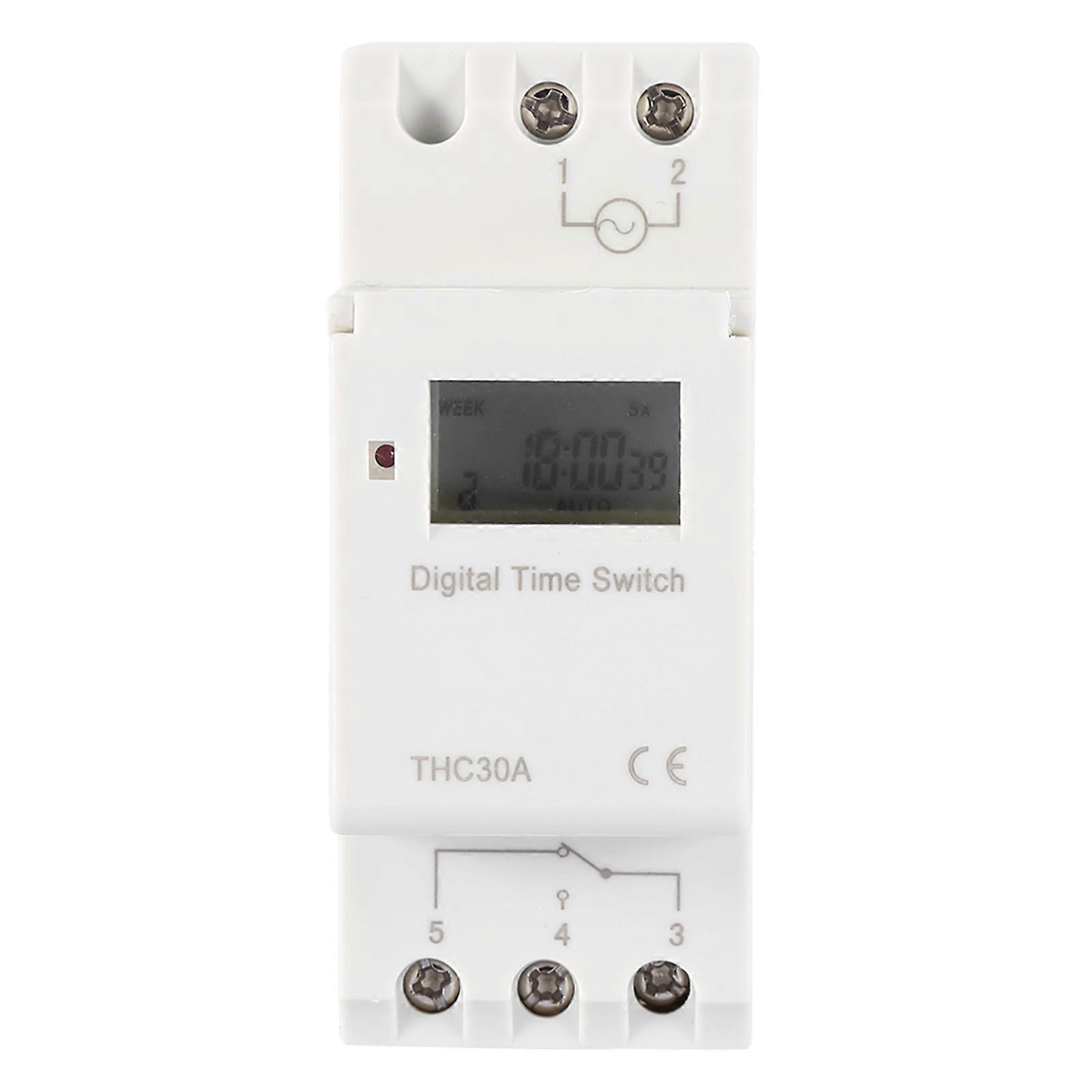 THC 30A Digital Timer Switch Programmable Electronic Time Control Switch (110V)