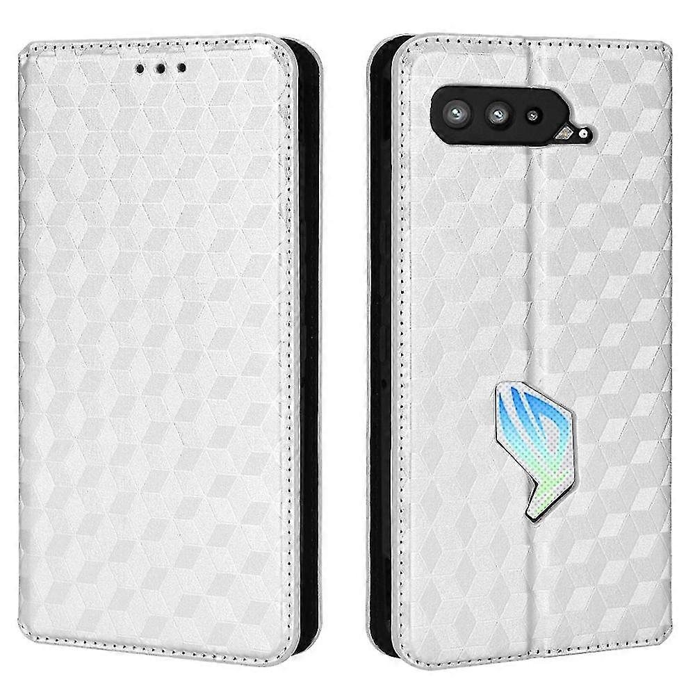 For Asus Rog Phone 5 / Rog Phone 5s / Zs676ks / Zs673ks 3d Rhombus Imprinted Pu Leather Case Stand Magnetic Absorption Wallet Flip Tpu Inner Shell