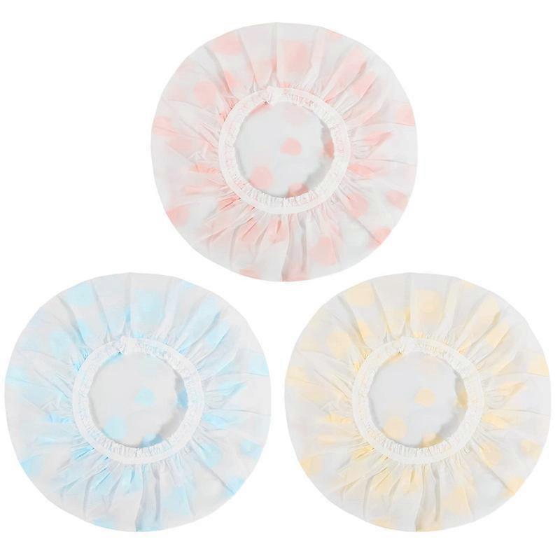3 Pcs Plastic Reusable Shower Caps Elastic Band Waterproof