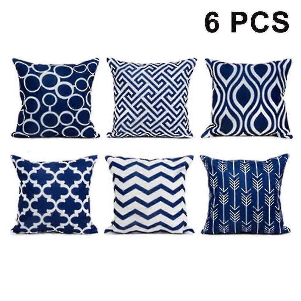 Cushion Cover Set Of 6, Decorative Geometric Pattern Cushion Cover