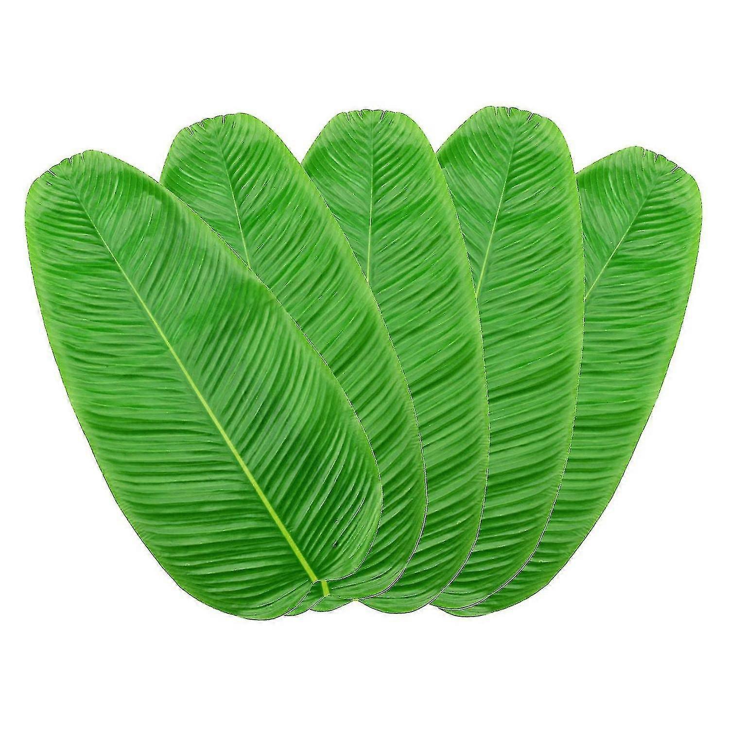 5pcs Artificial Leaves Faux Tropical Leaves For An Luau R Table Runner Cente