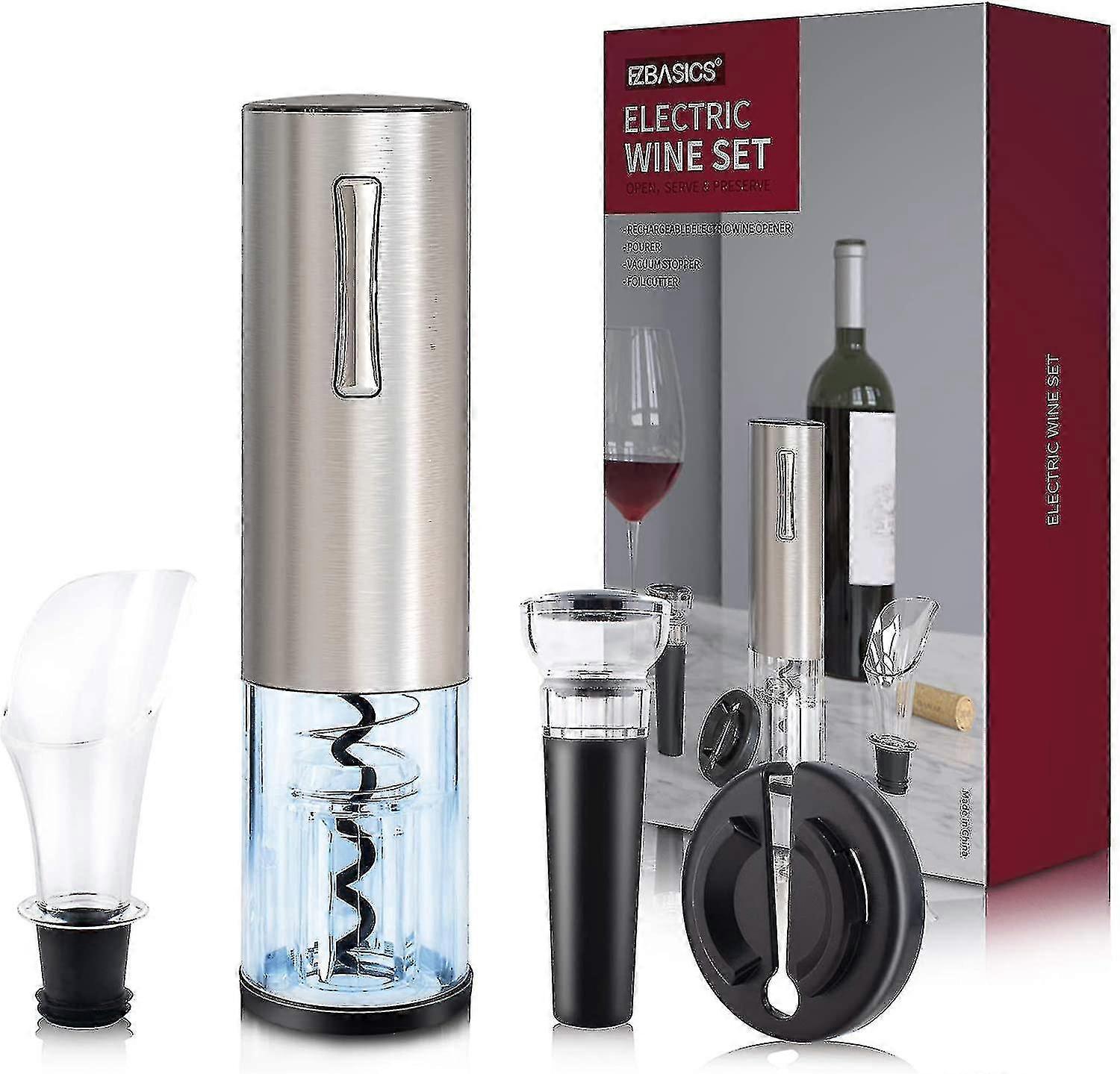 4 In 1 Electric Corkscrew Kit, Wine Bubbler Pourer