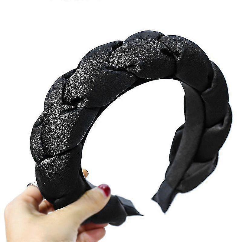 Chunky Jumbo Braided Wide Headband--black
