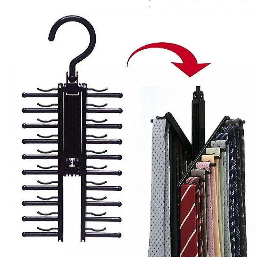 20 Rows Multifunction Tie Rack With Non Clips 360 Degree Rotation
