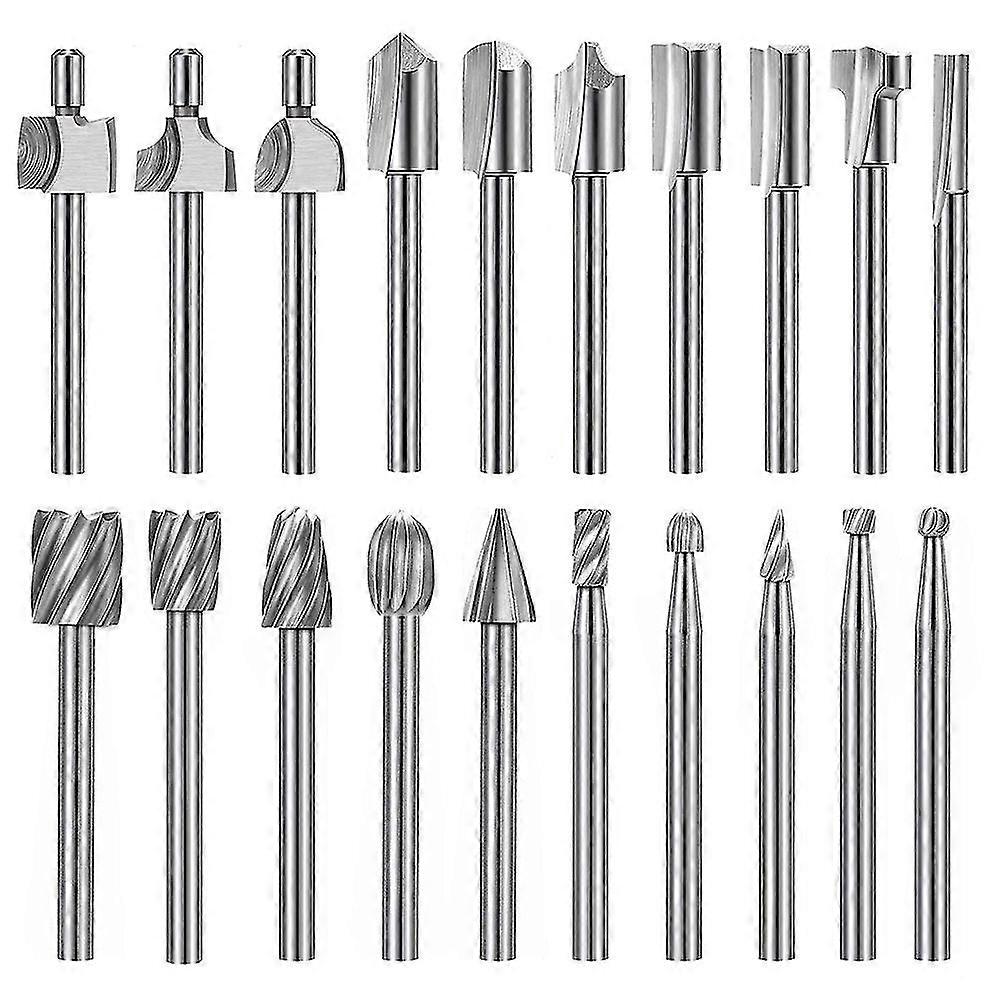 20pc Hss Router Punte di incisione in carburo per Dremel Router Bit Set 1/8 di pollice (3mm) Gambo per Dremel Pro