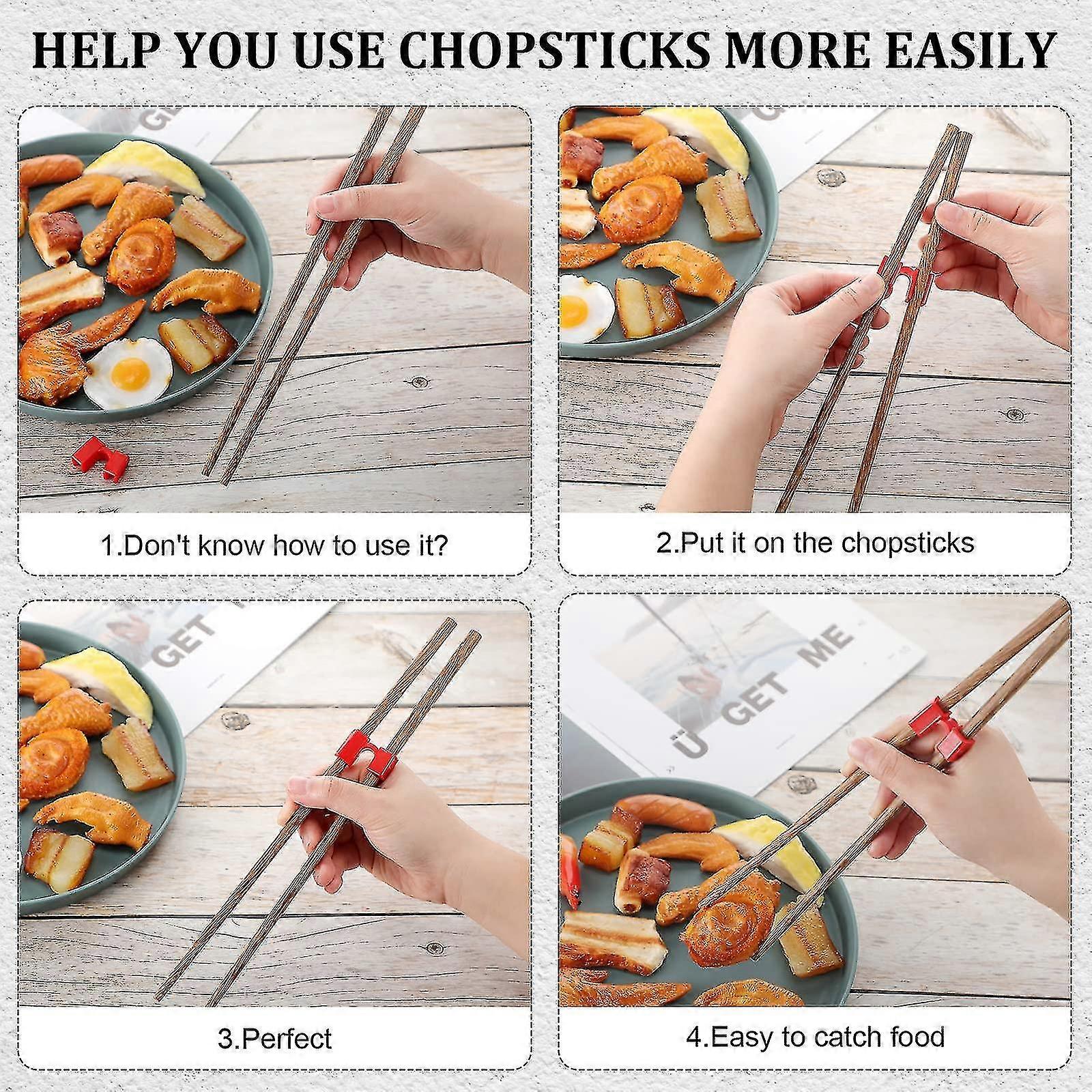 6 Pieces Colorful Chopstick Trainer Helpers For Kids Training Chopsticks Helpers, Black And Red