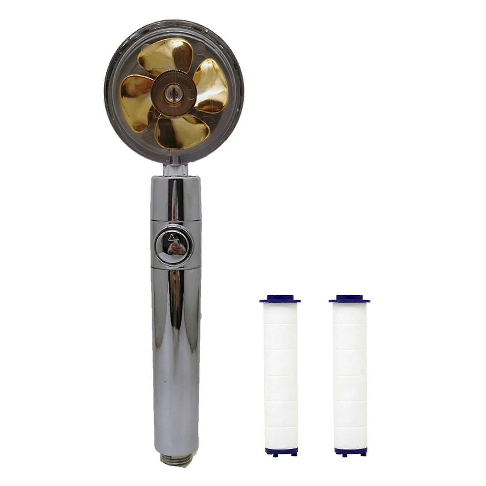 360 Power Shower Head, Water Saving Flow Rotating with Small Fan, ABS Rain High Pressure Spray Nozzle Handheld Showerheads