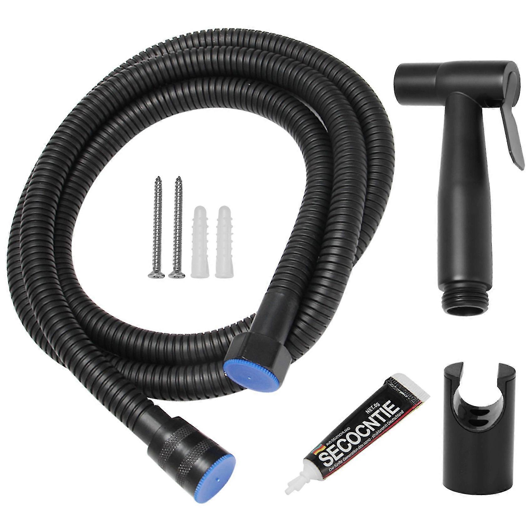 Douchette de toilette à main noire, ensemble de douchette de bidet en acier inoxydable avec tuyau pour douchette murale ou toilettes