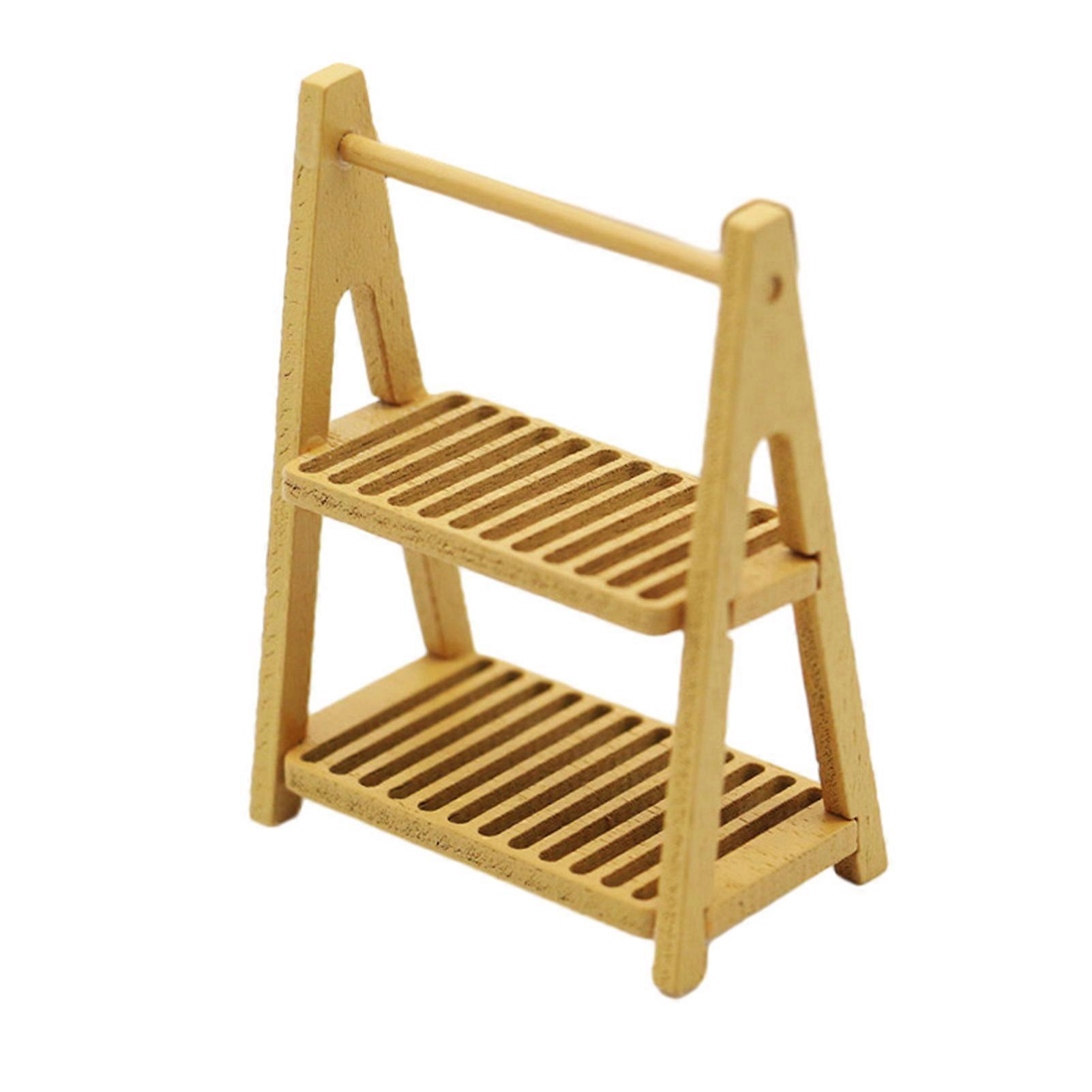 Dollhouse Storage Rack Double-layer Miniature Bread Shelf Exquisite Dollhouse Organization Rack Dollhouse Accessories
