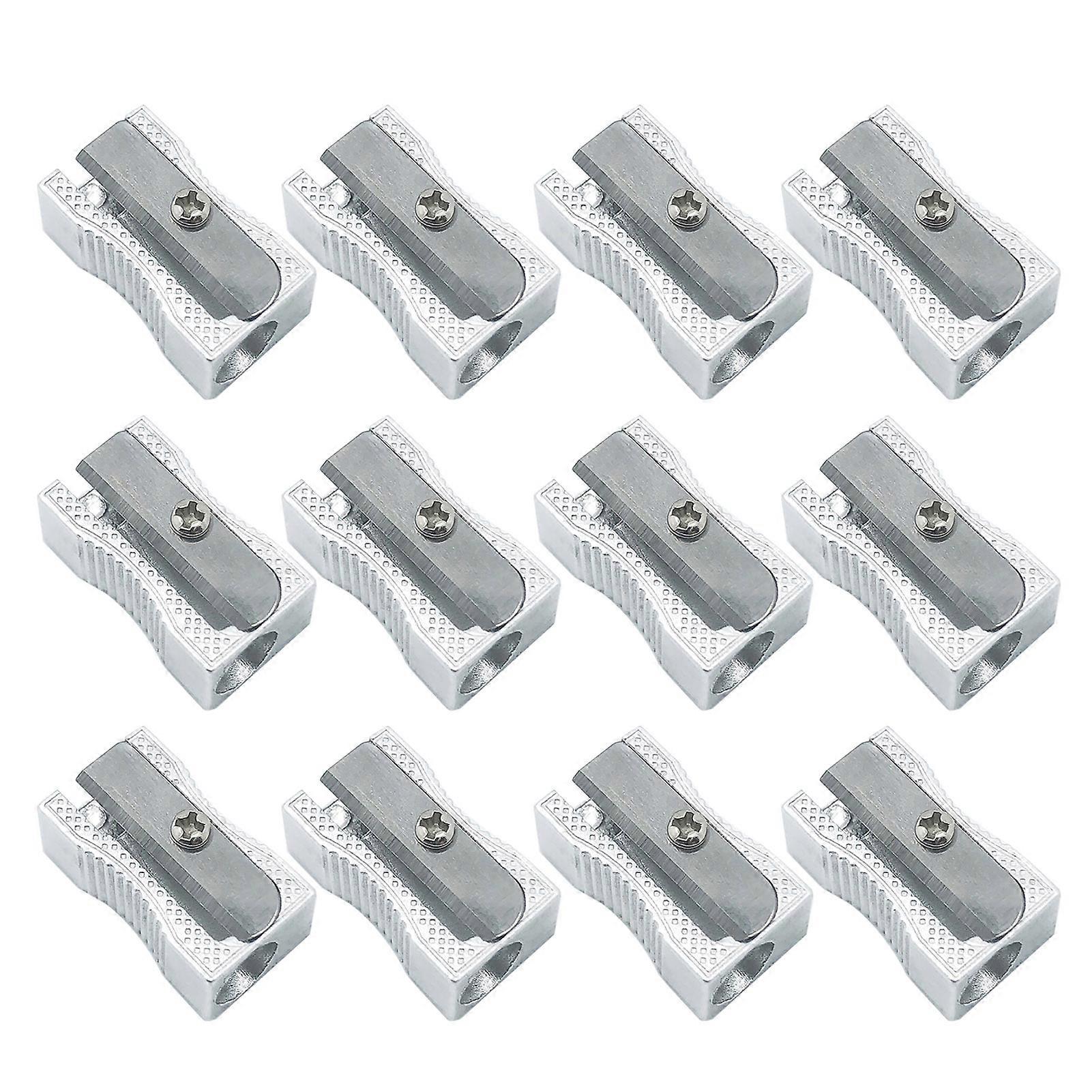 12Pcs Portable Pencil Sharpener Non-Slip Base Single Hole Compact Size Manual Hand Held Pen Sharpener School Stationery Gift