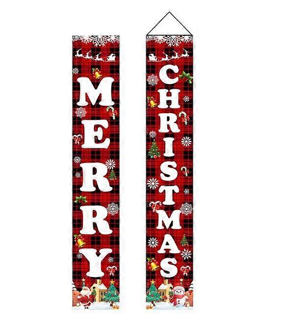 Christmas Decorations Red Black Buffalo Plaid Sign Set for Christmas Door Banner