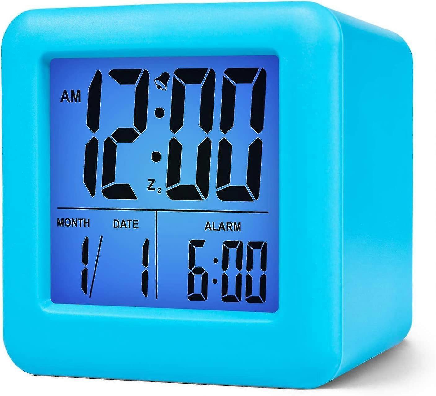 Easy Setting Travel Alarm Clock With Snooze,soft Night Light,cute Silicone Cover,digital Alarm Clock Large Display Time & Month & Date & Alarm, Batter