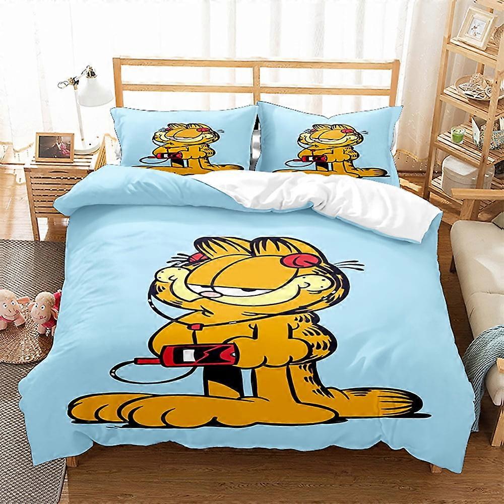 v5255  Bed Sheets Bedding Gar-field 3 PCS Comfort Set with 2 Pillowcases Garfiel-d Bedding Set Sheet Set for Kids Adults,All Season Lightweight Beddin