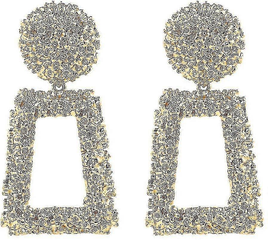 Drop Earrings Large Metal Rectangle Geometric Dangle Earrings Silver/gold