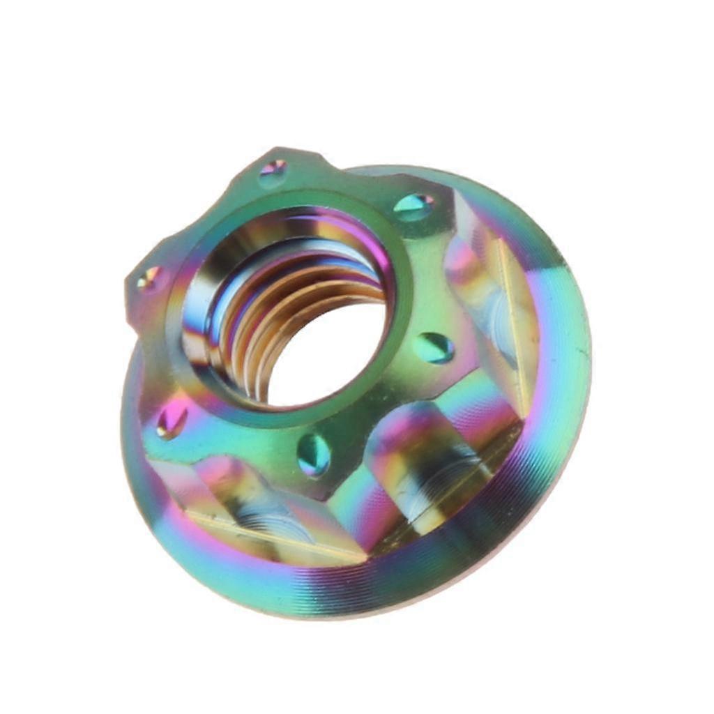 2xMotorcycle Racing Titanium Hex Head Flange Nuts Screw Colorful M6x1.0