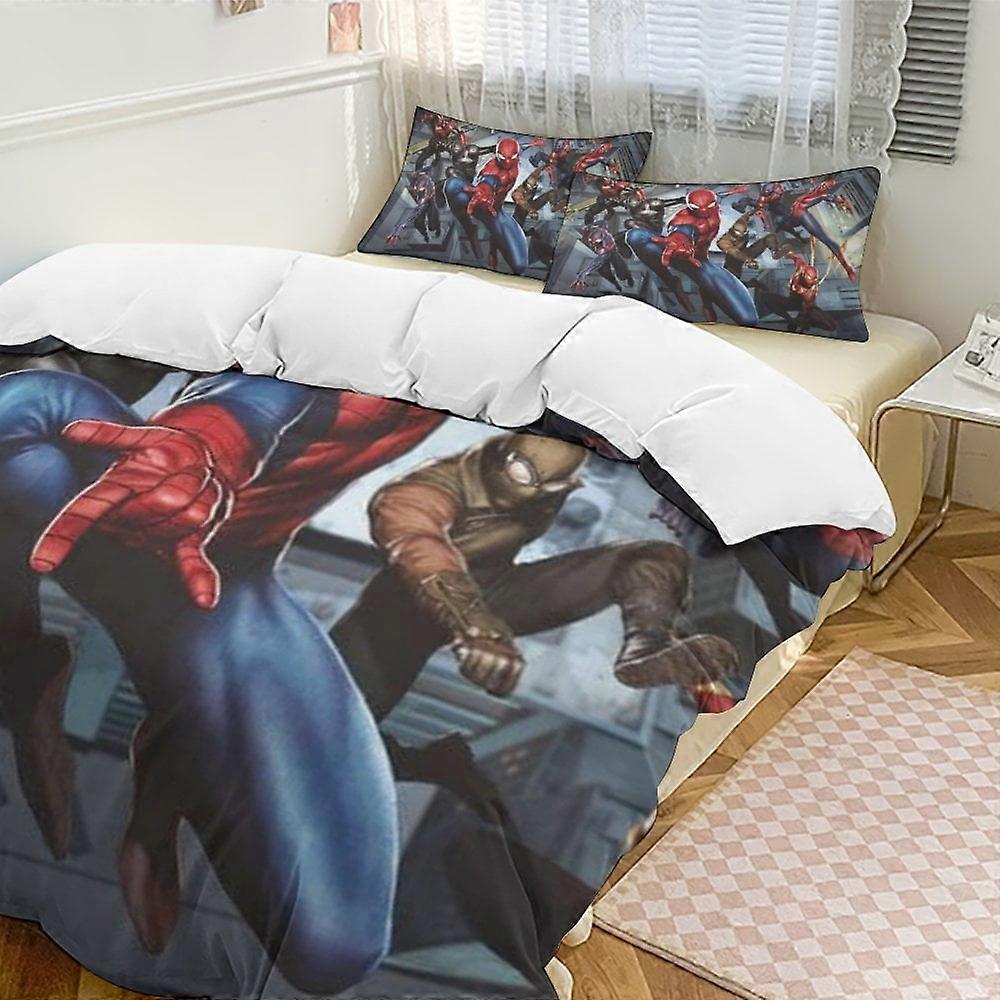 Bedding set HF72 Spider-Man Bedding Comforter Sets, 3-Piece Bedding Set Soft Warm Bed Set with 1 Duvet Cover And 2 Pillowcases for Bedroom All Season 