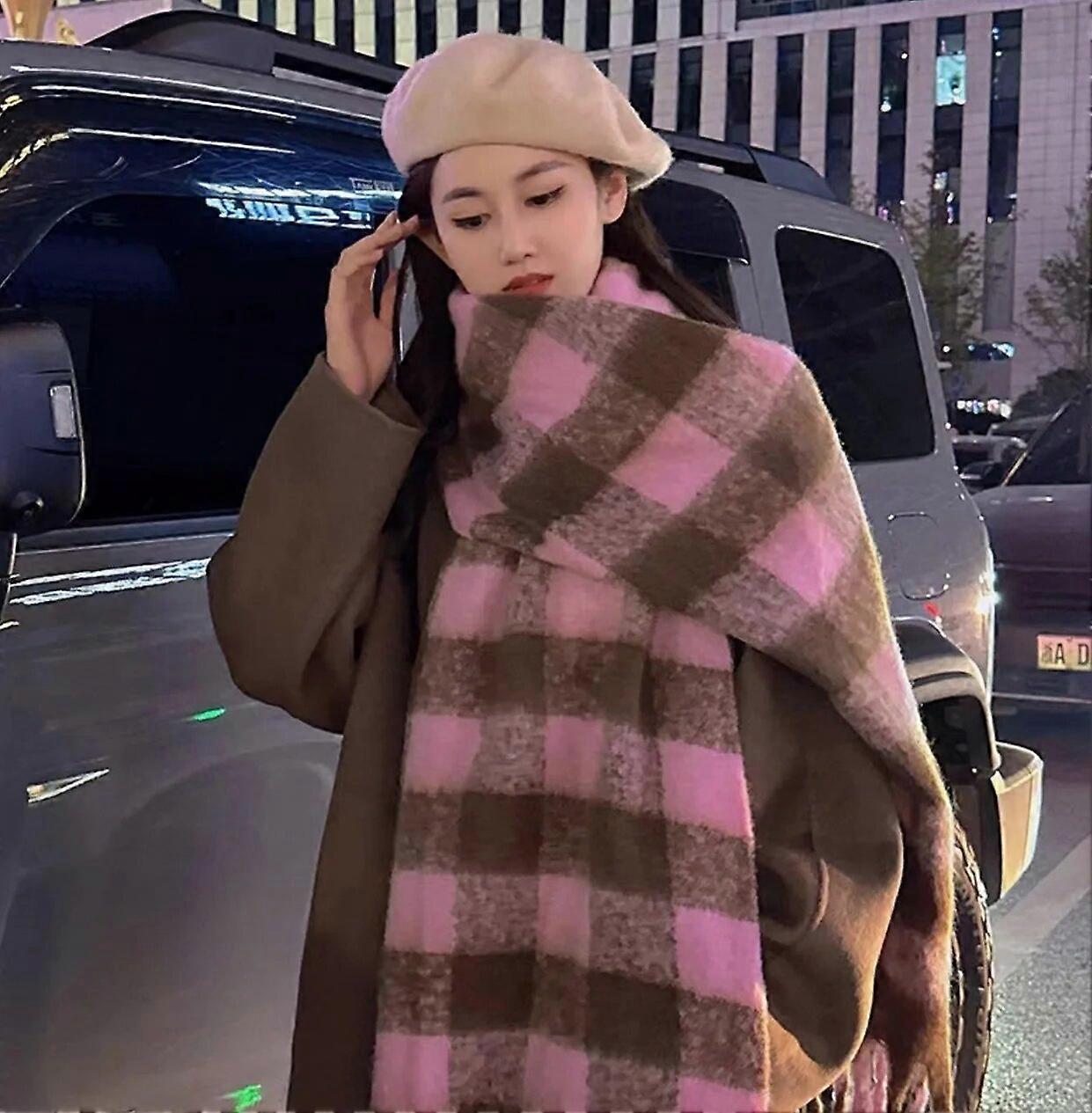 יוקרה צעיף משובץ חורף קשמיר חם נשים צעיפים נשיים ארוכים ליידי צעיף צעיף ציצית 2023 עיצוב חדש