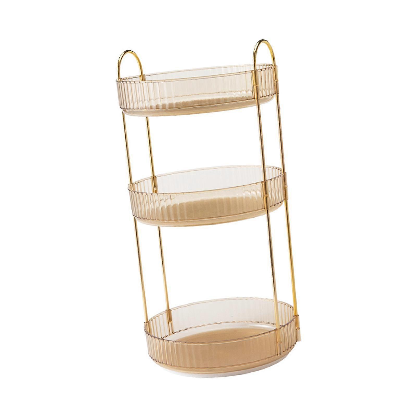 Make-up Storage Organizer 3 Schicht Obsthalter für Schreibtisch Tisch Badezimmer Waschtisch Gold