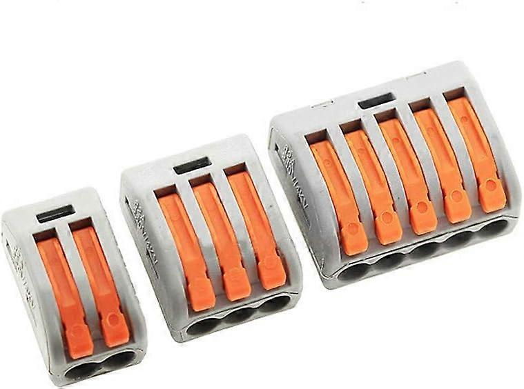 30PCS Lever Nuts Connector kit PCT-212/213/215 Terminal Block Plug-in Compact Wire Connector Push Lever Combination Setgrey&orange30pcs)