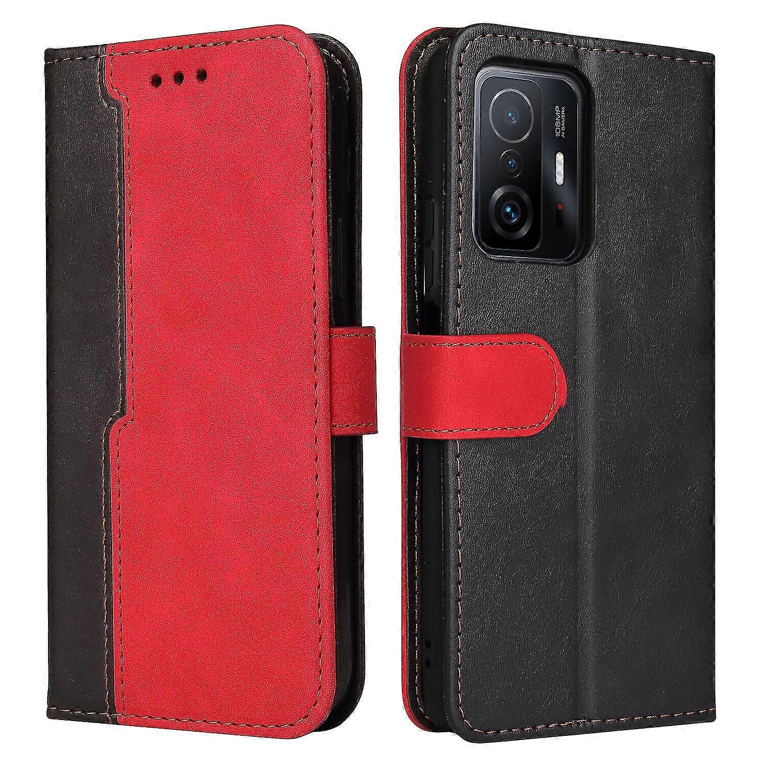 Compatible With Xiaomi Mi 11t/11t Pro Cover Protective Pu Leather Wallet Flip Case With Card Slots Stand Magnet Closure  - Red