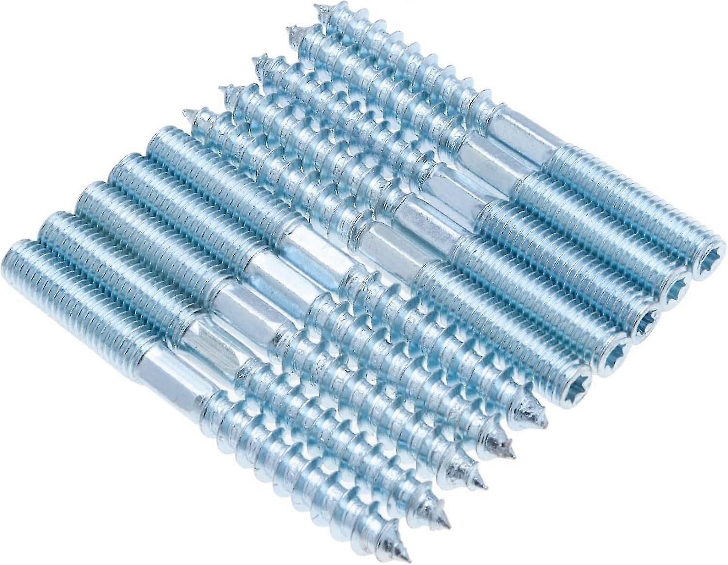 M10x100mm Torx Hanging Bolts, Double End Dowel Screw,  Zinc Plated Headless Fastener With Hex Part And T25, Metric Bolt And Wood Screws (pack Of 10)