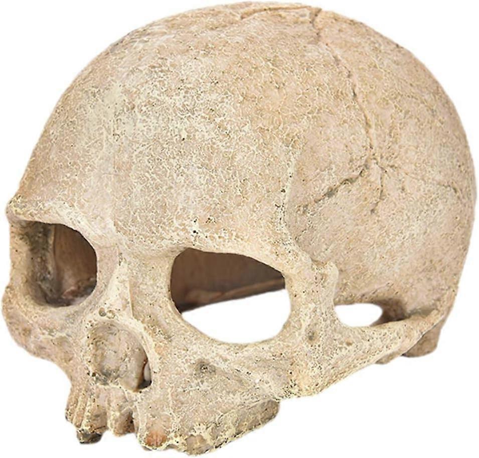 Aquarium Resin Skull Fish Tank Cave Skull Reptile Hide for Fish Gecko Snake Bearded Dragon Lizard Chameleon and Haunted House Skull