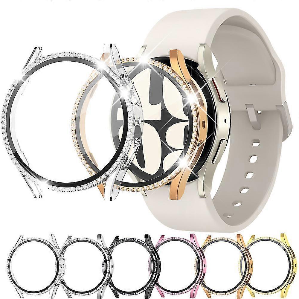 Bling Diamonds Pc All-around Protective Bumper Built-in Screen Protector For Samsung Galaxy Watch 6 40mm 44mm
