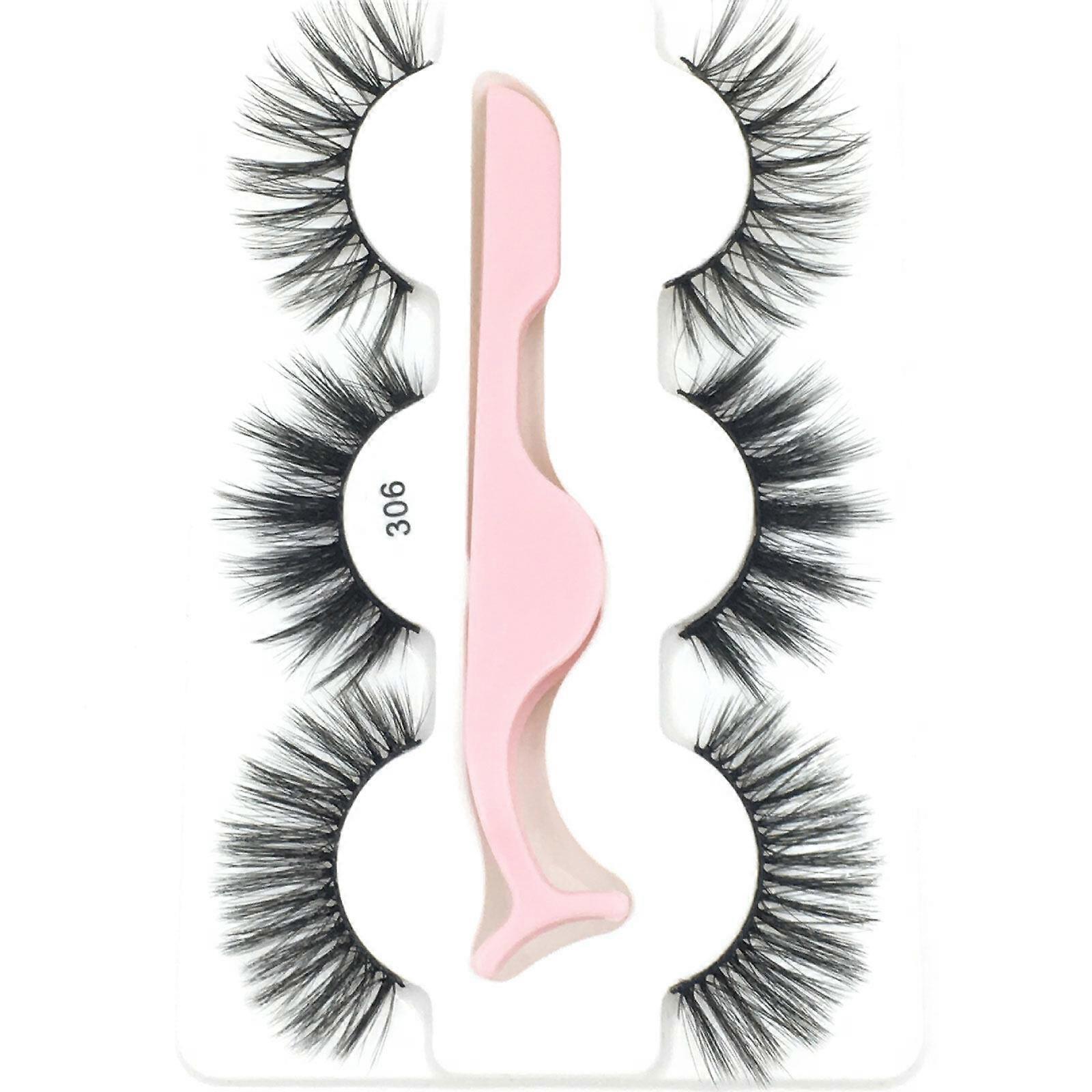 100% tout neuf, 3 paires/ensemble cils extension 5D faux cils gratuit liquide eyeliner avec pince à épiler
