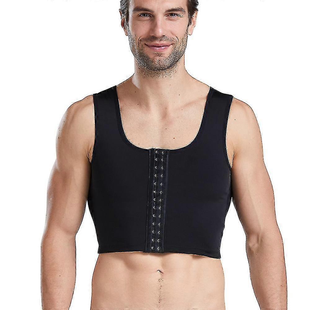 Men Compression Corset Body Shaper Tank Top Three-breasted Vest Shapewear Slimming Undershirt-c