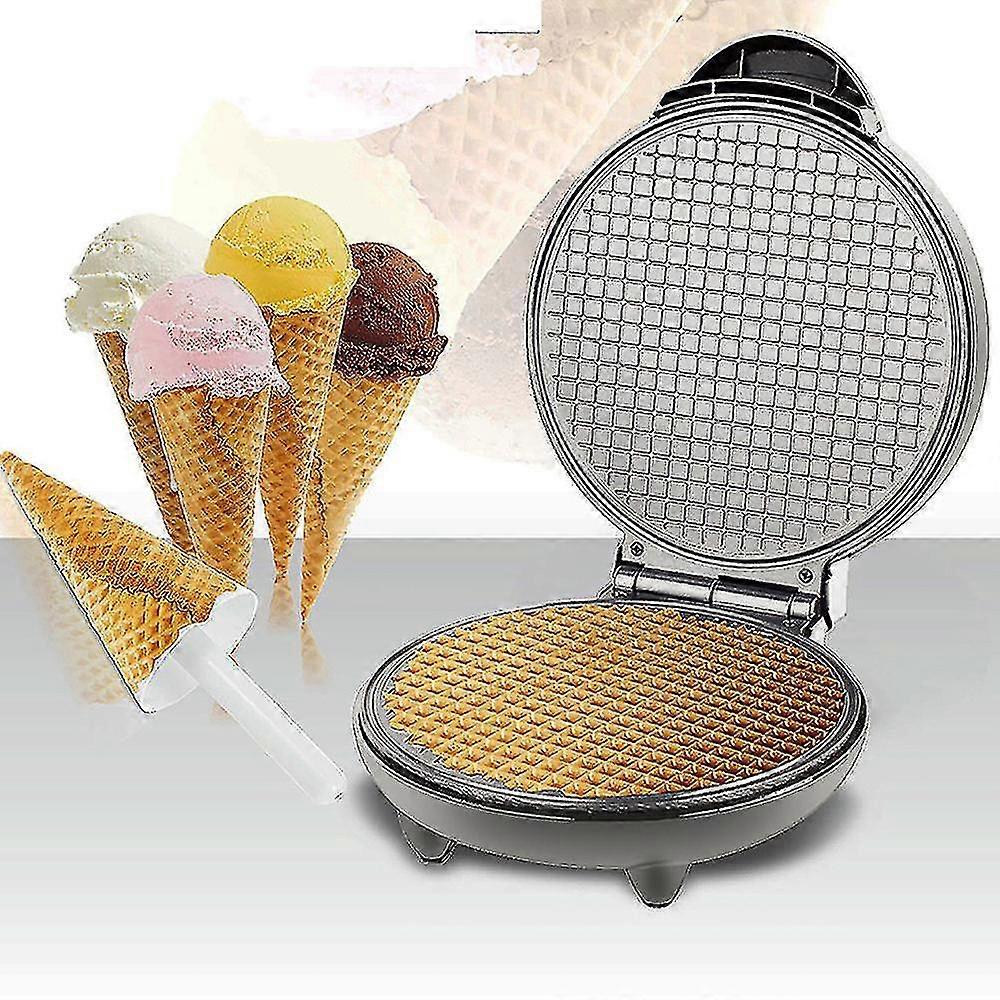 Black Double Sided Pancake Maker 8.3in Multifunctional Crisp Omelet Pan Ice Cream Cone Machine Nonstick Easy To Clean 220v
