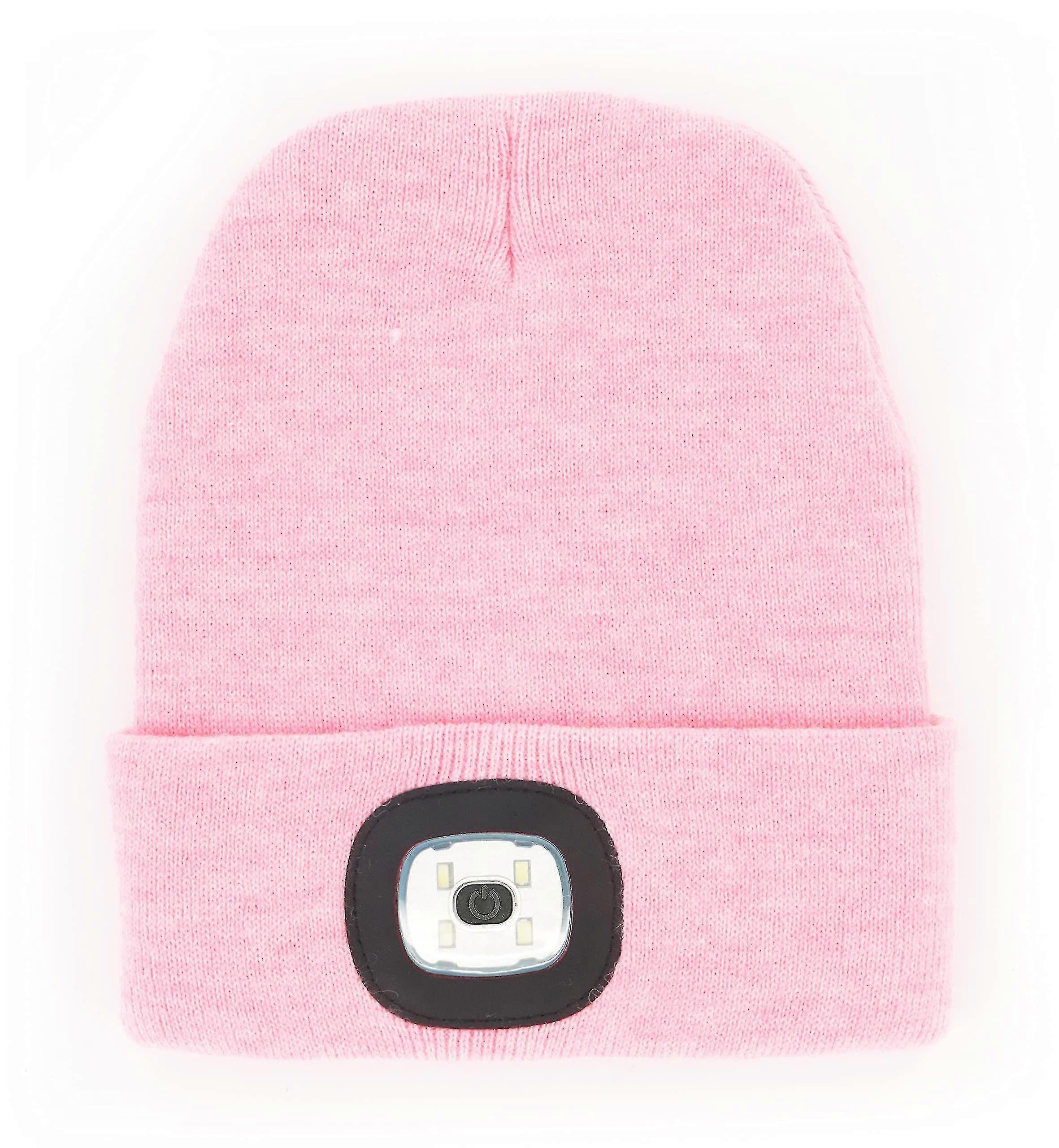 Beanie Hat With Light Winter Knit Lighted Headlight Hats Pink