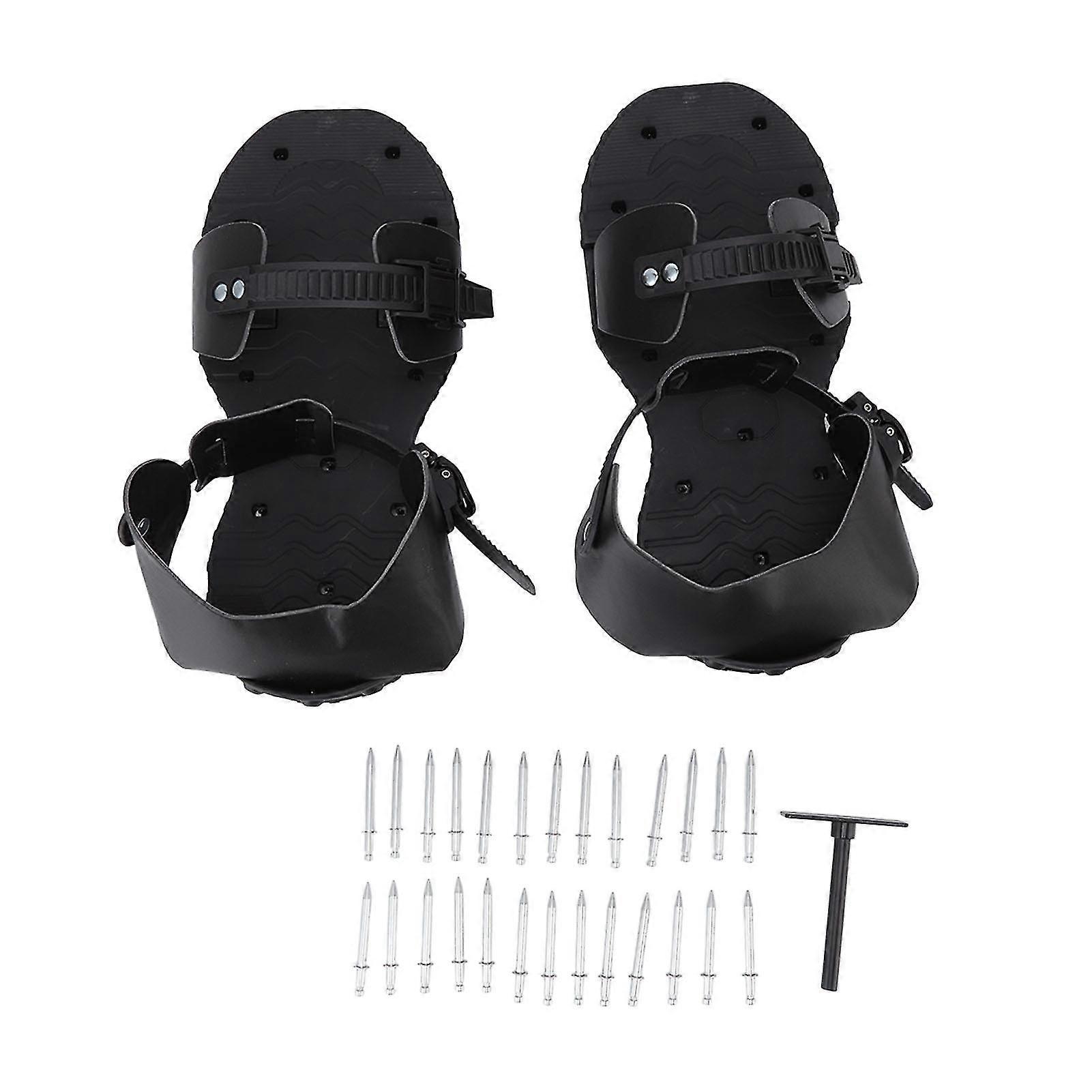 Black Lawn Aerator Shoes for Garden Use - 1 Pair of Protective Shoes with Spikes for Soil Aeration