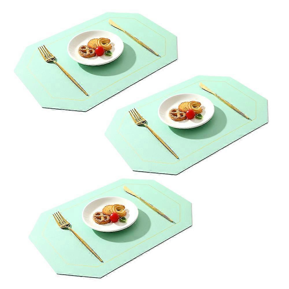 Western place mat oil proof table mat solid color double square leather place mat