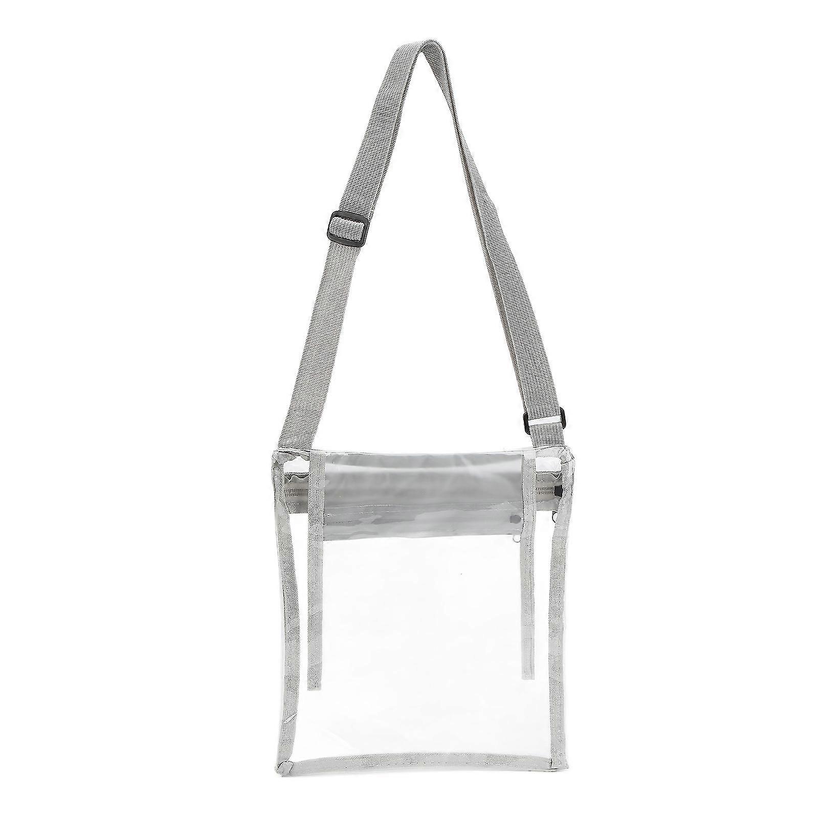 Gray Transparent TPU Messenger Bag for Security Inspection, with Adjustable Strap Inner Pocket