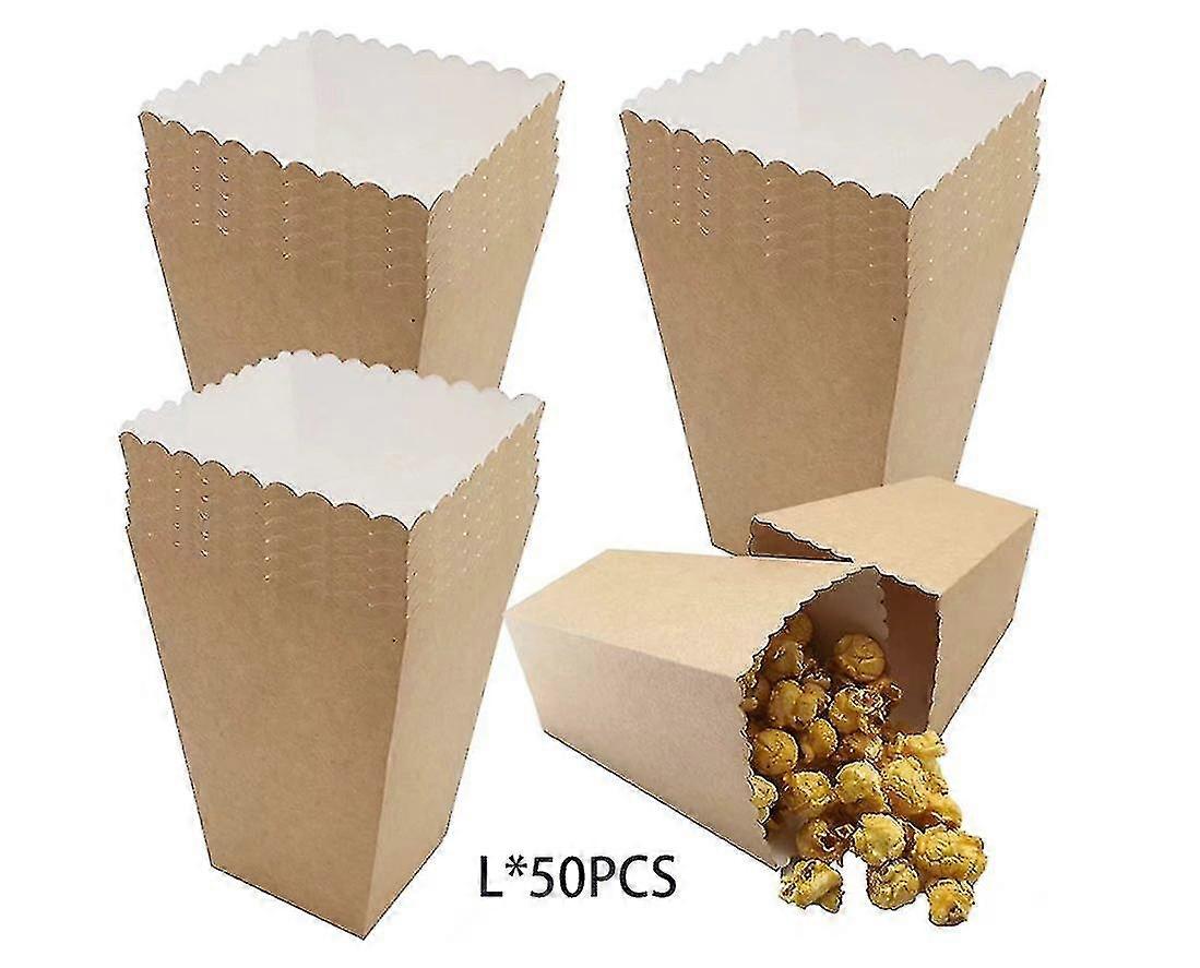 50 Pack Popcorn Boxes, Popcorn Box Candy Container, Kraft Paper Popcorn Boxes For Party Snacks, Candies, Popcorn And Gifts (s)