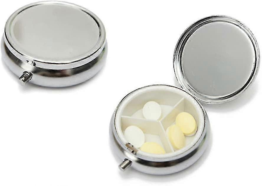 旅行2個ラウンドメタル3コンパートメント1日ピル収納ケースボックス薬ビタミンホルダーオーガナイザーヘルスケアポケットピルディスペンサーコンテナ