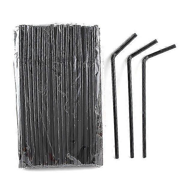 200pcs Black Flexible Drinking Straws Wedding Party Disposable Plastic