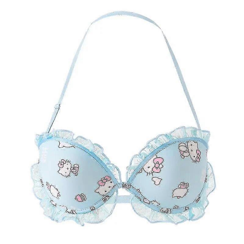 Y2k Hello Kitty 2pcs Underwear Set Sanrioed Women Anime Kawaii Cotton Small Breasts Bra Underpants Cartoon Student Sweet Girl