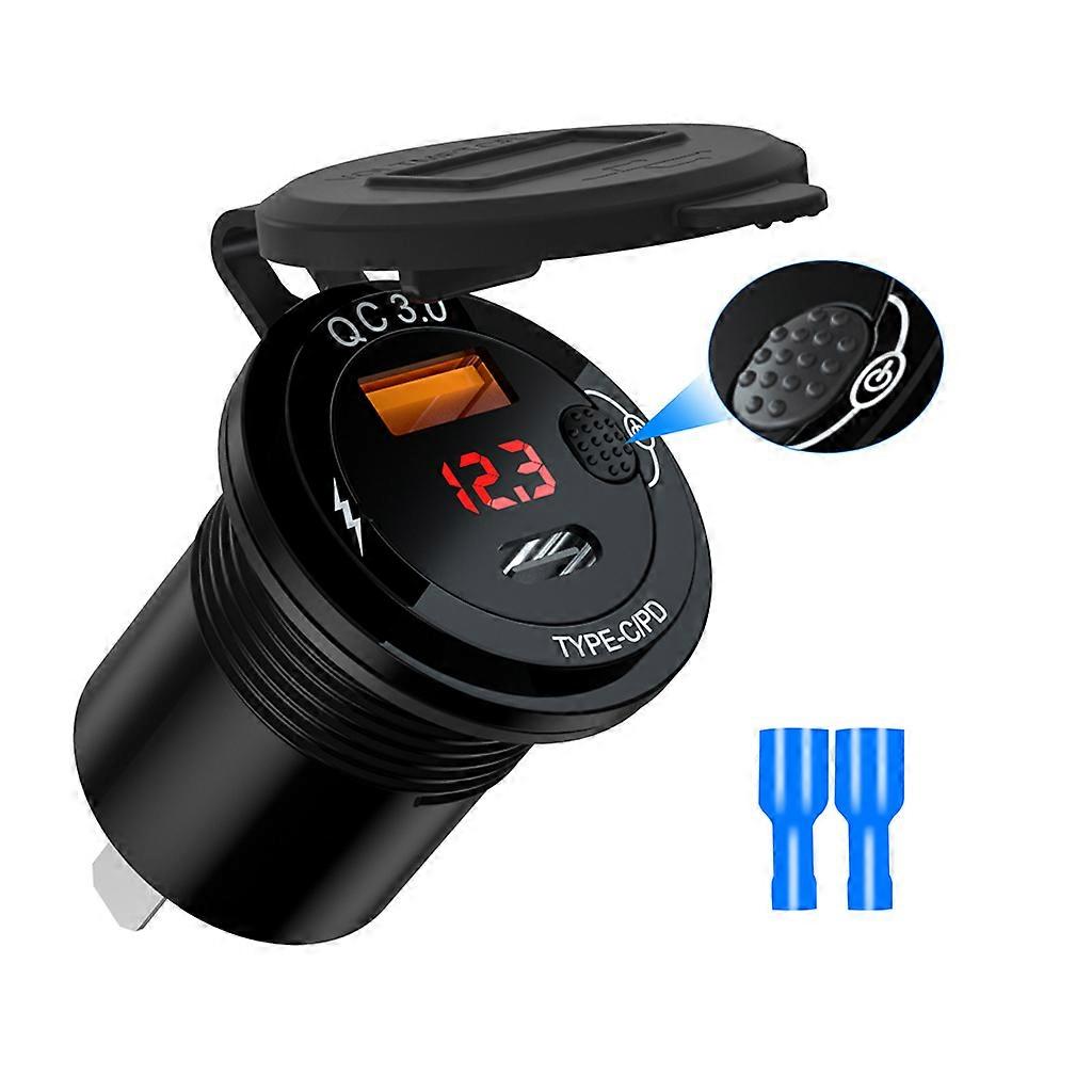 Digital Display Voltage Car Charger 3.4A with Mechanical Switch Dual USB QC3.0