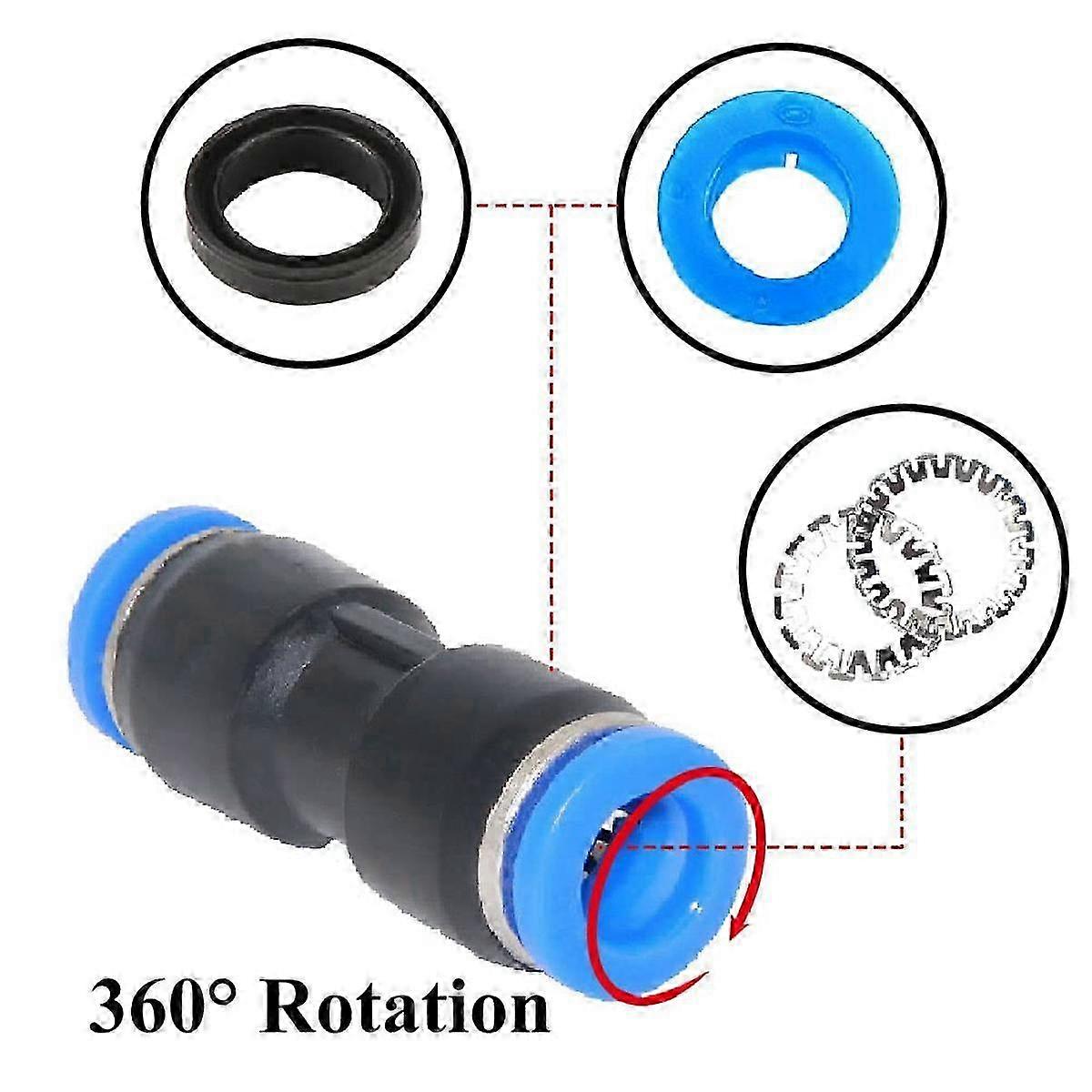 Snelkoppelingsset, push-on directe koppeling, pneumatische luchtleidingconnector directe aansluiting (4 mm / 6 mm / 8 mm / 10 mm / 12 mm) 40 stuks