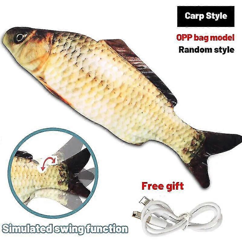 Pet Fish Toy Soft Plys Legetøj USB oplader Fisk Kat 3D Simulation Dancing Wiggle Interaktion Forsyninger Favoriserer Kat Pet Tyggelegetøj Legetøj