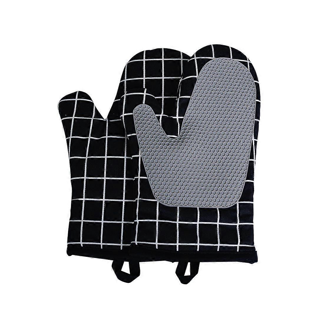 Extra Long 18*28cm Oven Mitts, Heat Resistant Silicone Pot Holders With Quilted Liner, Soft Flexible Oven Gloves 1 Pair, Kitchen Cooking Baking Mitts