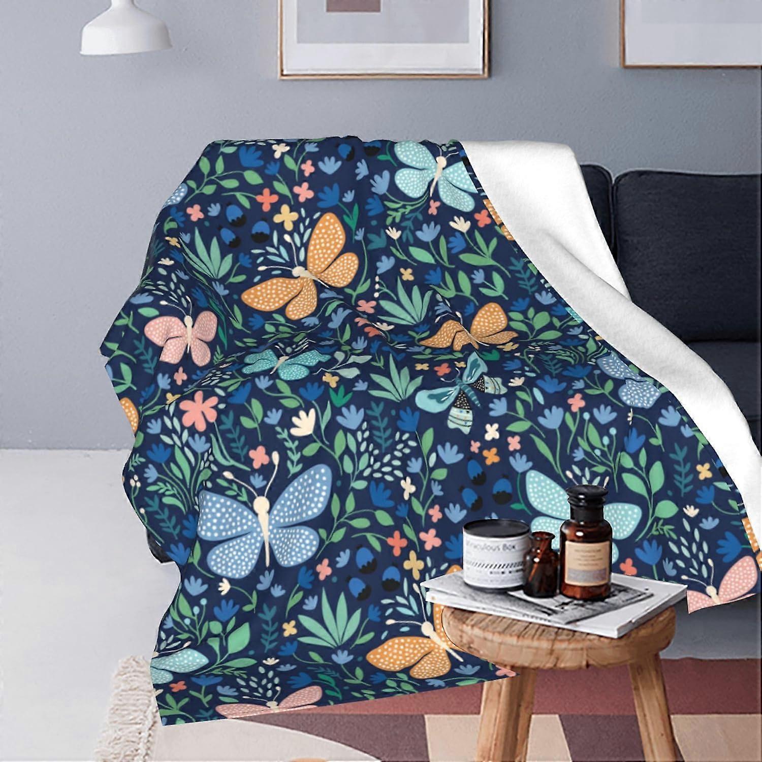 för fjäril kasta filt ultra mjuk varm färgrik blomma fleecefiltar för säng stol soffa soffa sovrum inredning hela säsongen