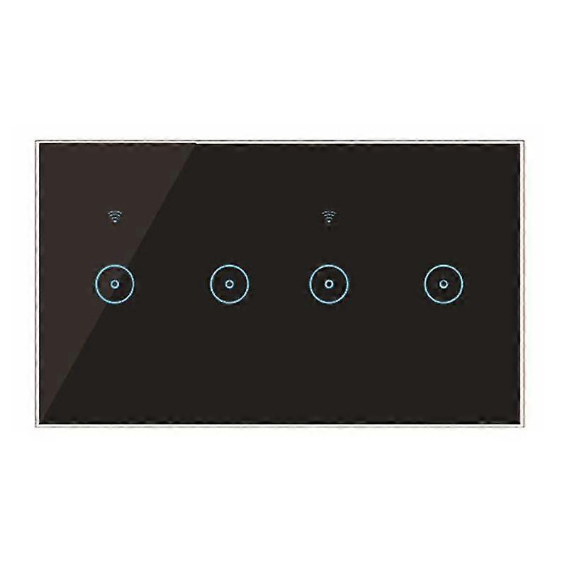 Wifi Smart Wandlichtschalter 10a Glas Wireless Interuptor 4 Wireless Fernbedienung (schwarz)