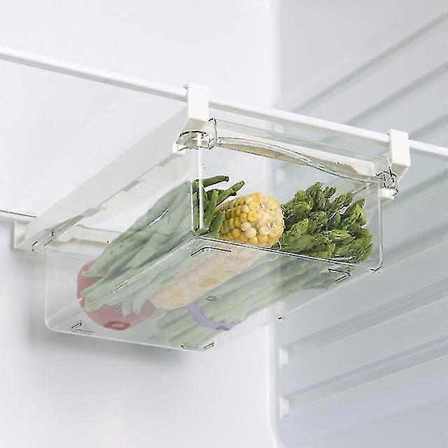 clear fridge organizer slide shelf drawer rack plastic holder