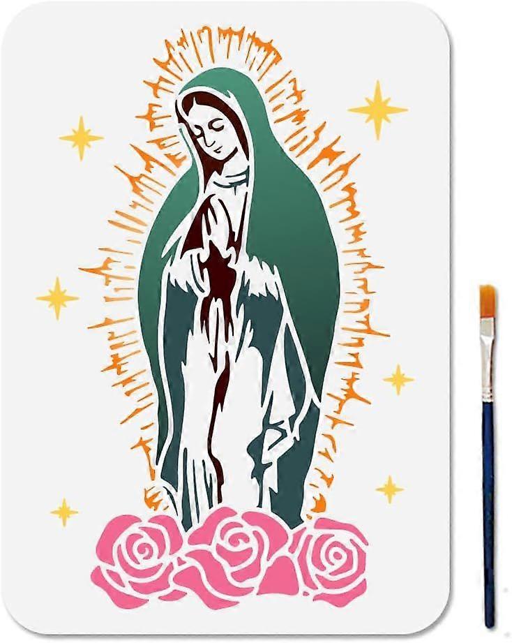 A4 Size Christian Stencil Christian Character Stencils for Painting with Paint Brush 11.78.3inch Our Lady Drawing Template Reusable Plastic Stencil fo